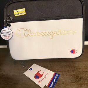 Champion Black and White Lunch Bag with Gold Logo